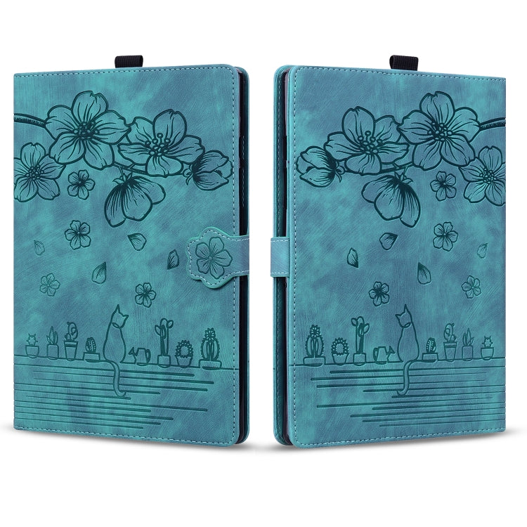For Amazon Kindle Paperwhite 12th 2024 Cartoon Sakura Cat Embossed Leather Tablet Case