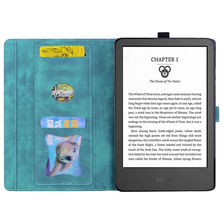 For Amazon Kindle Paperwhite 12th 2024 Cartoon Sakura Cat Embossed Leather Tablet Case