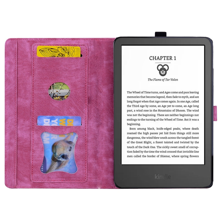 For Amazon Kindle Paperwhite 12th 2024 Cartoon Sakura Cat Embossed Leather Tablet Case
