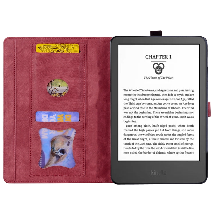 For Amazon Kindle Paperwhite 12th 2024 Cartoon Sakura Cat Embossed Leather Tablet Case