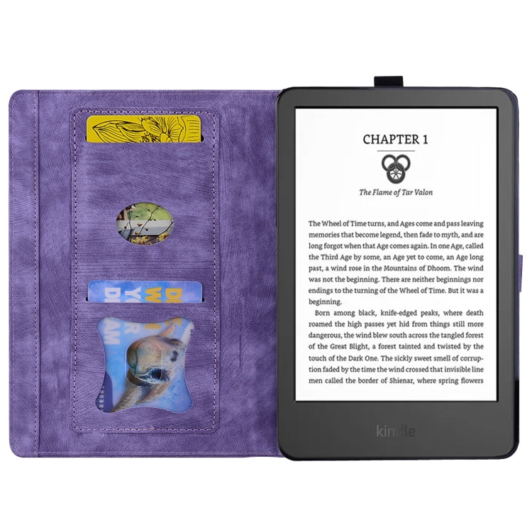For Amazon Kindle Paperwhite 12th 2024 Cartoon Sakura Cat Embossed Leather Tablet Case