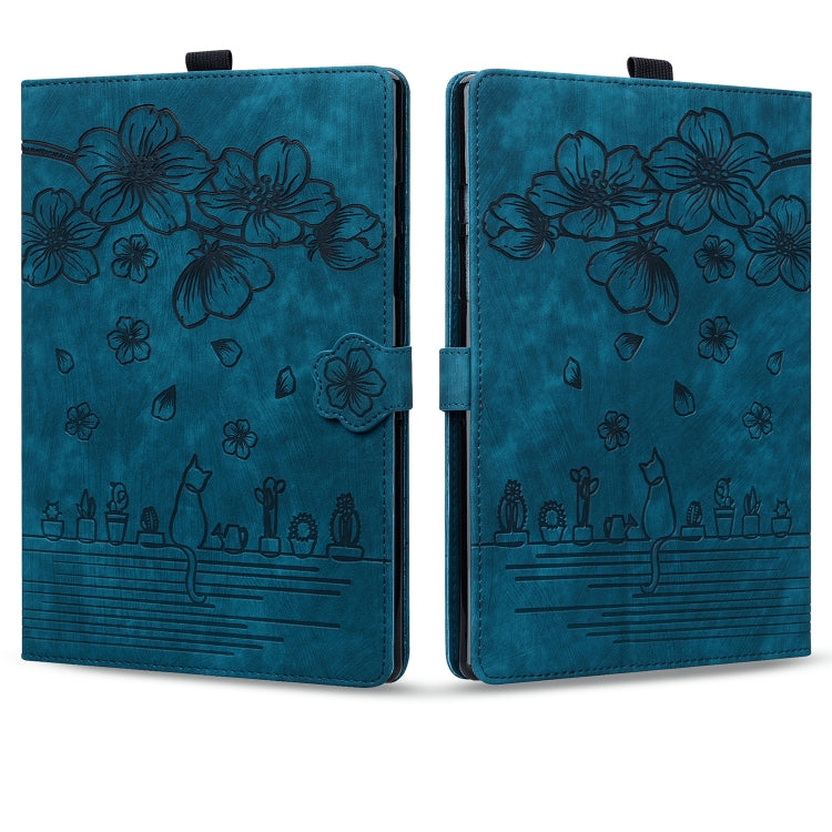 For Amazon Kindle Paperwhite 12th 2024 Cartoon Sakura Cat Embossed Leather Tablet Case