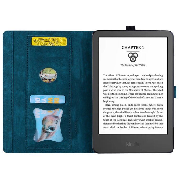 For Amazon Kindle Paperwhite 12th 2024 Cartoon Sakura Cat Embossed Leather Tablet Case