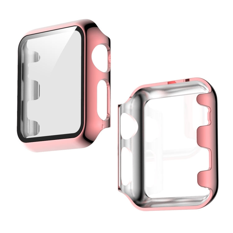 For Apple Watch Series 3 & 2 & 1 38mm Electroplated PC Case + Tempered Film Integrated Protective Cover