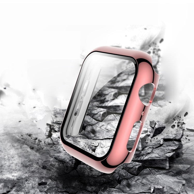 For Apple Watch Series 3 & 2 & 1 38mm Electroplated PC Case + Tempered Film Integrated Protective Cover