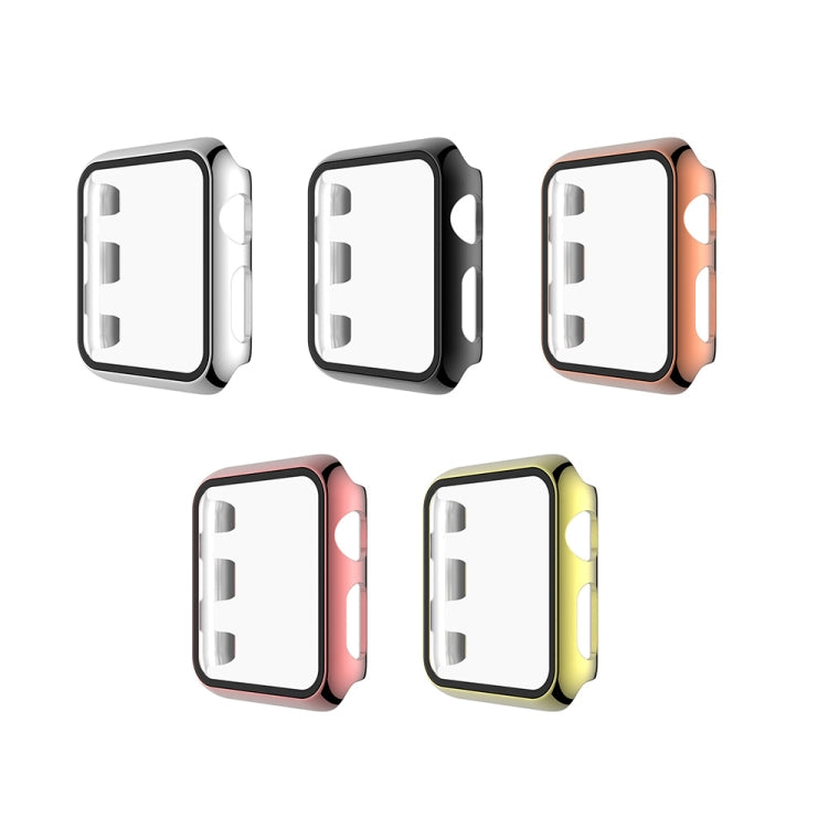 For Apple Watch Series 3 & 2 & 1 38mm Electroplated PC Case + Tempered Film Integrated Protective Cover