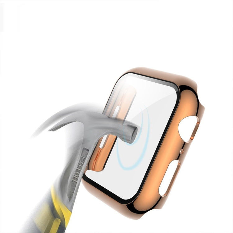 For Apple Watch Series 3 & 2 & 1 38mm Electroplated PC Case + Tempered Film Integrated Protective Cover