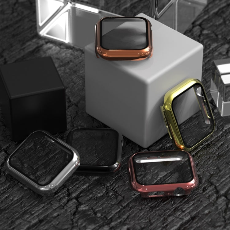 For Apple Watch Series 5 & 4 40mm Electroplated PC Case + Tempered Film Integrated Protective Cover