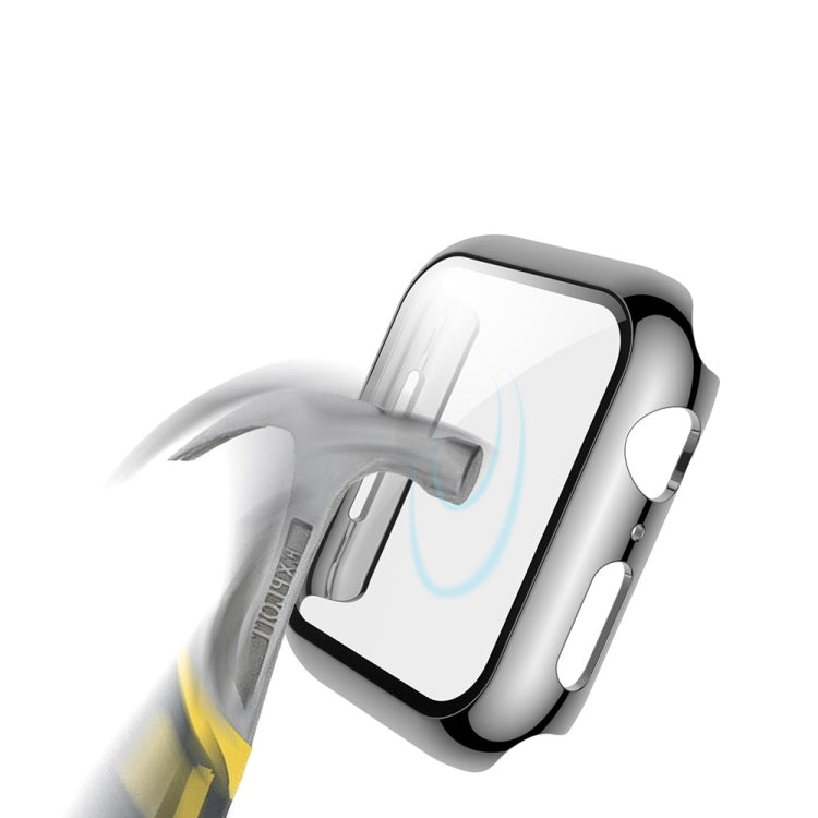 For Apple Watch Series 5 & 4 40mm Electroplated PC Case + Tempered Film Integrated Protective Cover