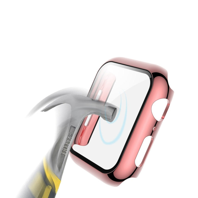 For Apple Watch Series 5 & 4 44mm Electroplated PC Case + Tempered Film Integrated Protective Cover