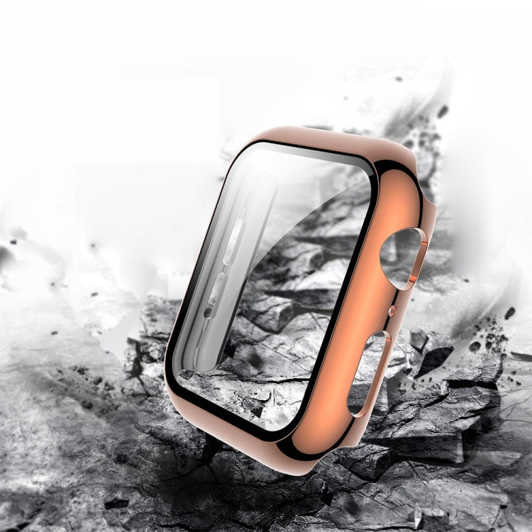 For Apple Watch Series 5 & 4 44mm Electroplated PC Case + Tempered Film Integrated Protective Cover