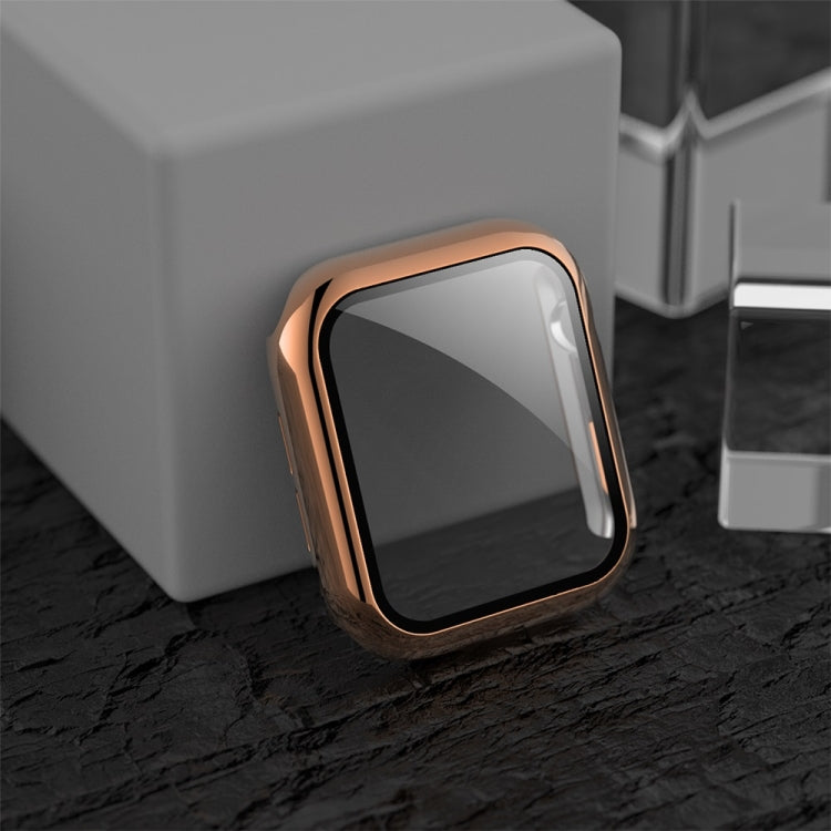 For Apple Watch Series 5 & 4 44mm Electroplated PC Case + Tempered Film Integrated Protective Cover