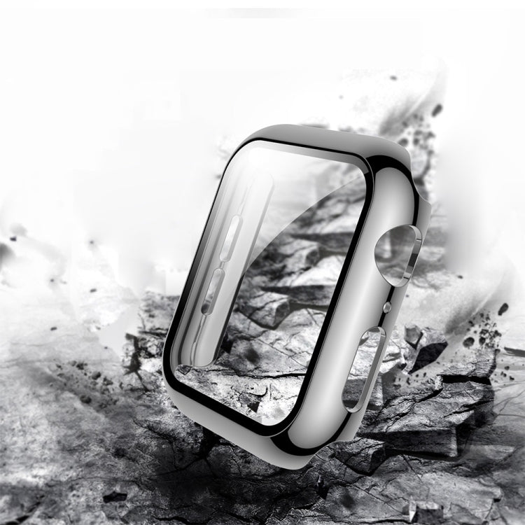 For Apple Watch Series 5 & 4 44mm Electroplated PC Case + Tempered Film Integrated Protective Cover