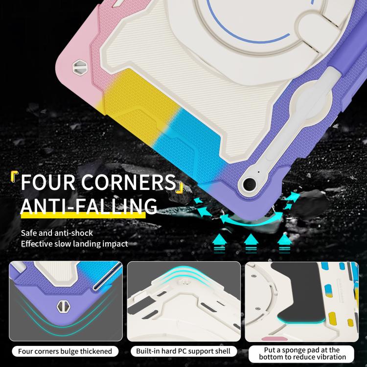 For Samsung Galaxy Tab S10 FE+ Armor Portable Rotating Ring Holder Silicone Tablet Case
