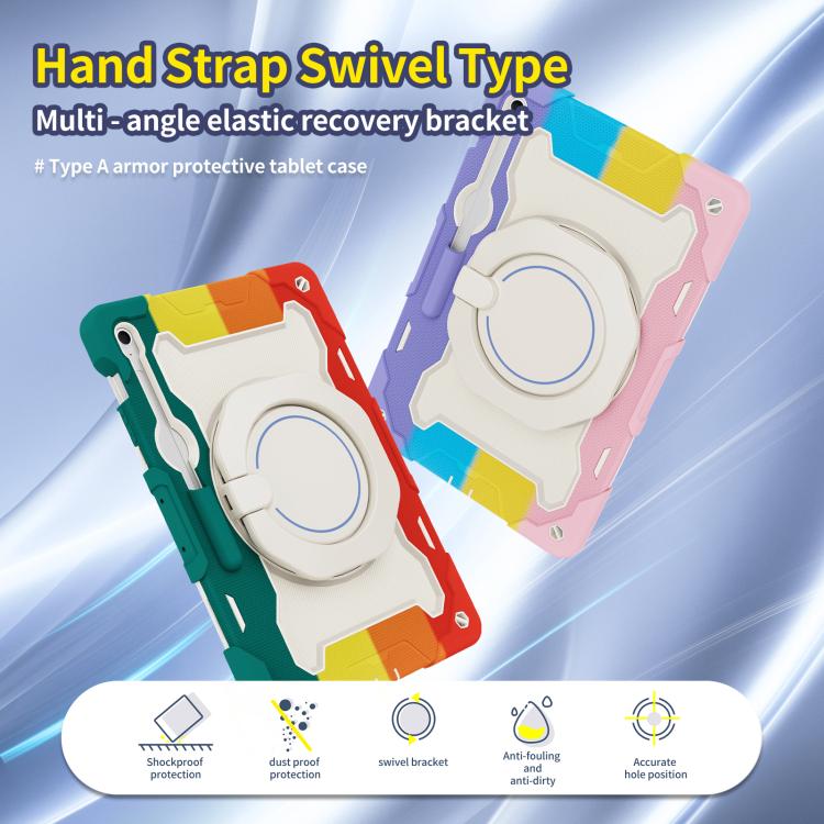 For Samsung Galaxy Tab S10 FE+ Armor Portable Rotating Ring Holder Silicone Tablet Case