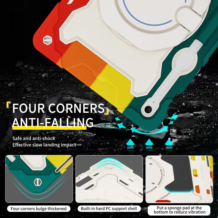 For Samsung Galaxy Tab S10 FE+ Armor Portable Rotating Ring Holder Silicone Tablet Case