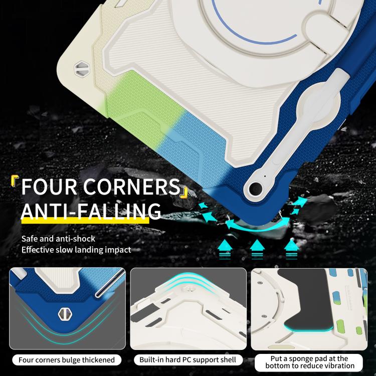 For Samsung Galaxy Tab S10 FE+ Armor Portable Rotating Ring Holder Silicone Tablet Case