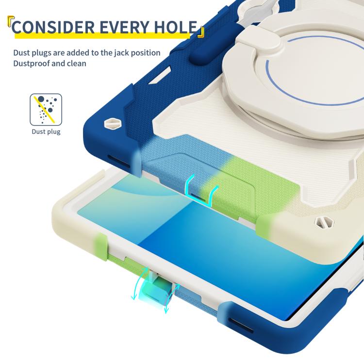 For Samsung Galaxy Tab S10 FE+ Armor Portable Rotating Ring Holder Silicone Tablet Case