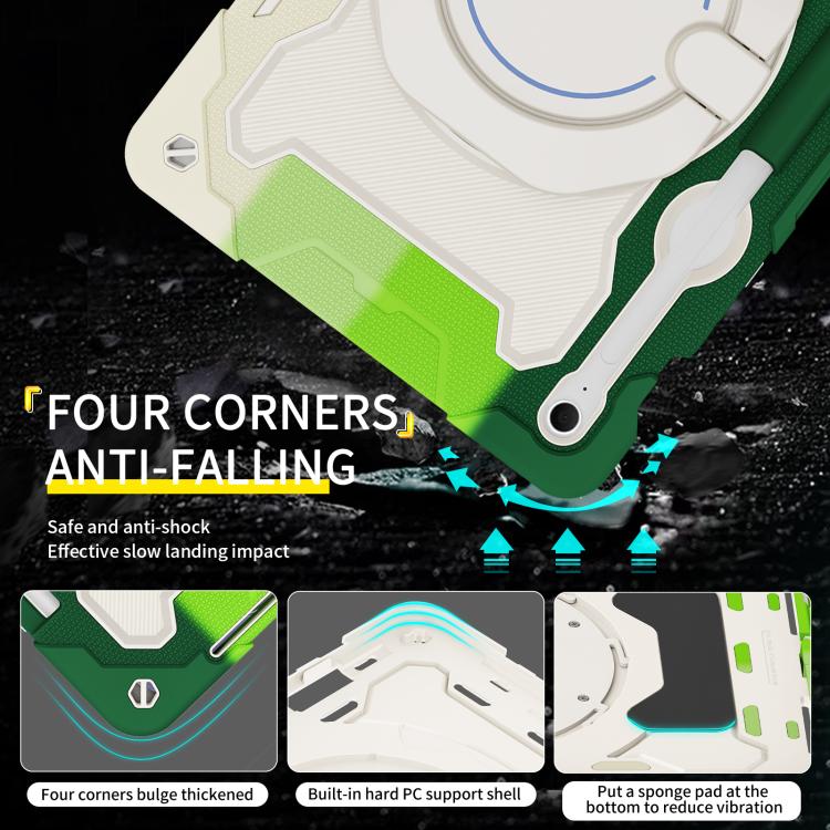 For Samsung Galaxy Tab S10 FE+ Armor Portable Rotating Ring Holder Silicone Tablet Case