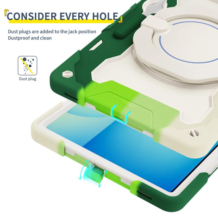 For Samsung Galaxy Tab S10 FE+ Armor Portable Rotating Ring Holder Silicone Tablet Case