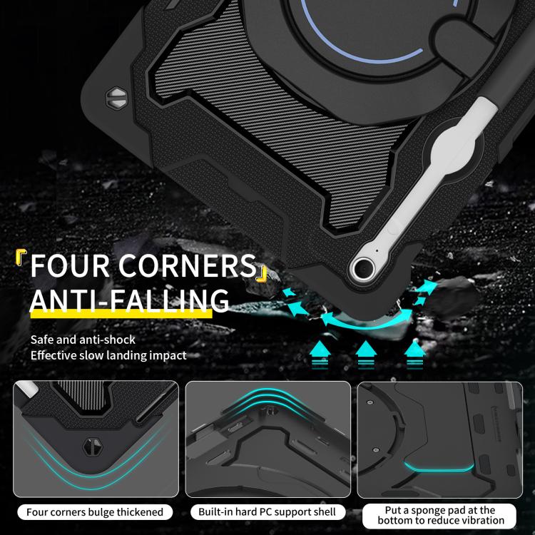 For Samsung Galaxy Tab S10 FE+ Armor Portable Rotating Ring Holder Silicone Tablet Case