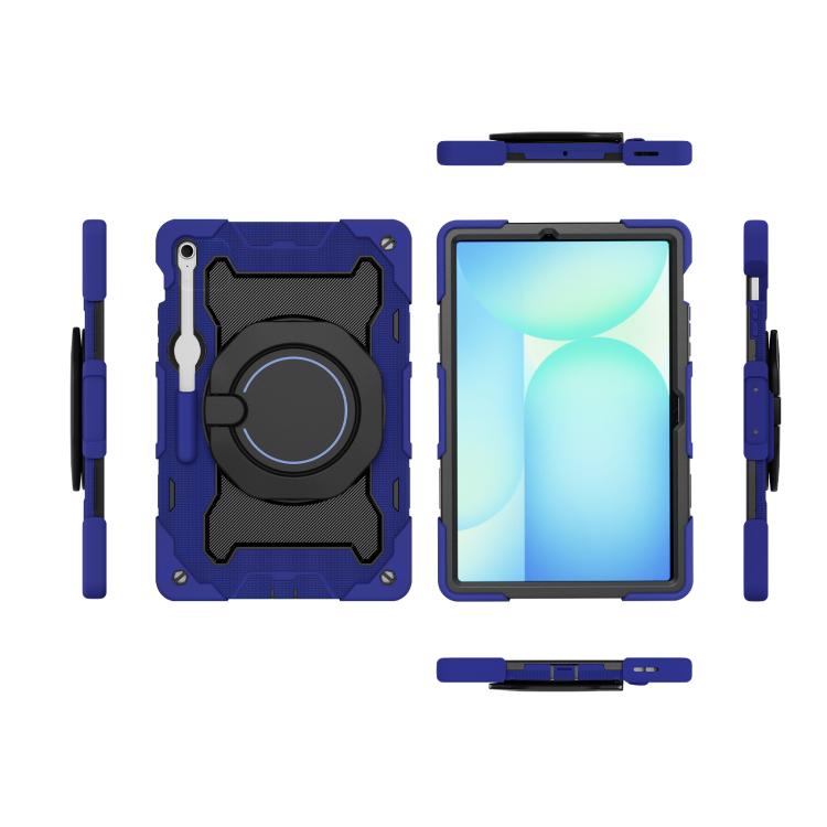For Samsung Galaxy Tab S10 FE+ Armor Portable Rotating Ring Holder Silicone Tablet Case