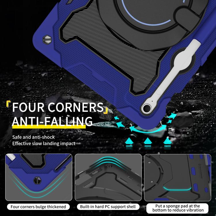 For Samsung Galaxy Tab S10 FE+ Armor Portable Rotating Ring Holder Silicone Tablet Case