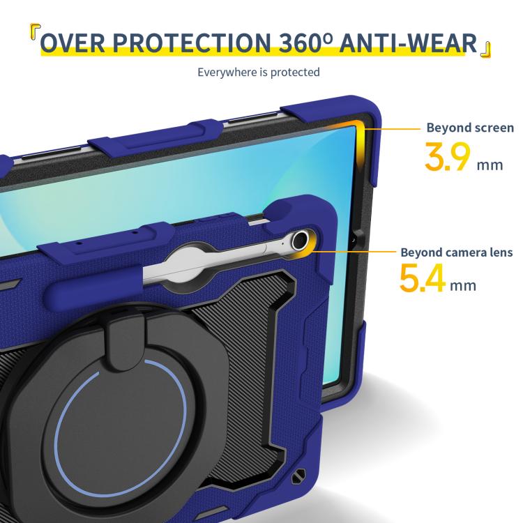 For Samsung Galaxy Tab S10 FE+ Armor Portable Rotating Ring Holder Silicone Tablet Case