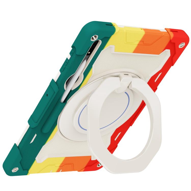 For Samsung Galaxy Tab S8 Ultra Armor Portable Rotating Ring Holder Silicone Tablet Case
