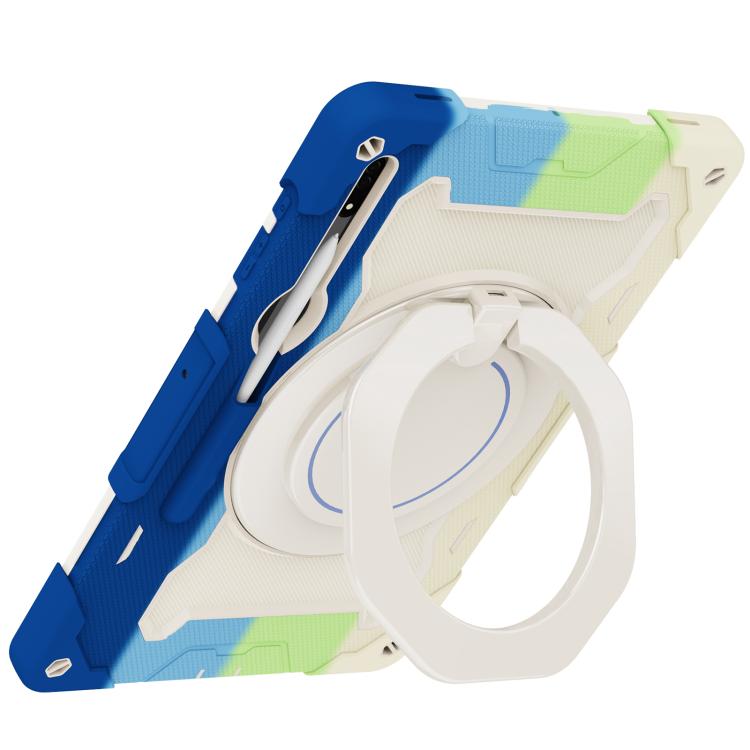 For Samsung Galaxy Tab S8 Ultra Armor Portable Rotating Ring Holder Silicone Tablet Case