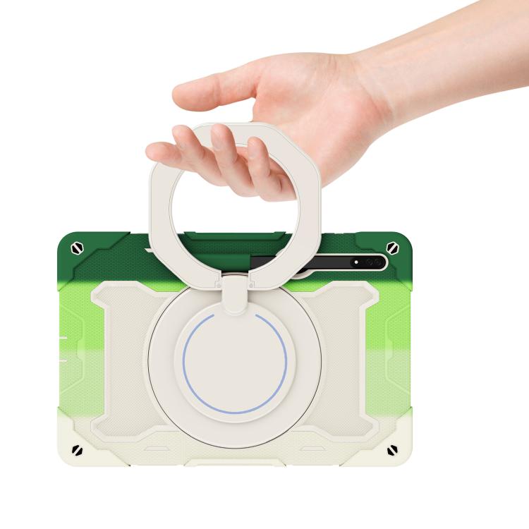 For Samsung Galaxy Tab S8 Ultra Armor Portable Rotating Ring Holder Silicone Tablet Case