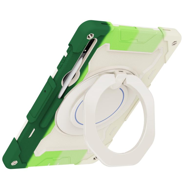 For Samsung Galaxy Tab S8 Ultra Armor Portable Rotating Ring Holder Silicone Tablet Case