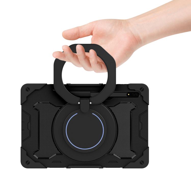 For Samsung Galaxy Tab S8 Ultra Armor Portable Rotating Ring Holder Silicone Tablet Case