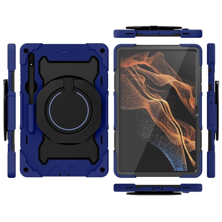 For Samsung Galaxy Tab S8 Ultra Armor Portable Rotating Ring Holder Silicone Tablet Case