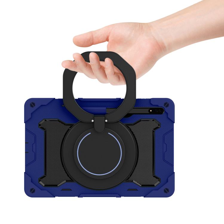 For Samsung Galaxy Tab S8 Ultra Armor Portable Rotating Ring Holder Silicone Tablet Case