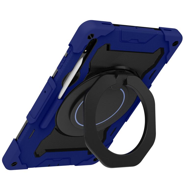 For Samsung Galaxy Tab S8 Ultra Armor Portable Rotating Ring Holder Silicone Tablet Case