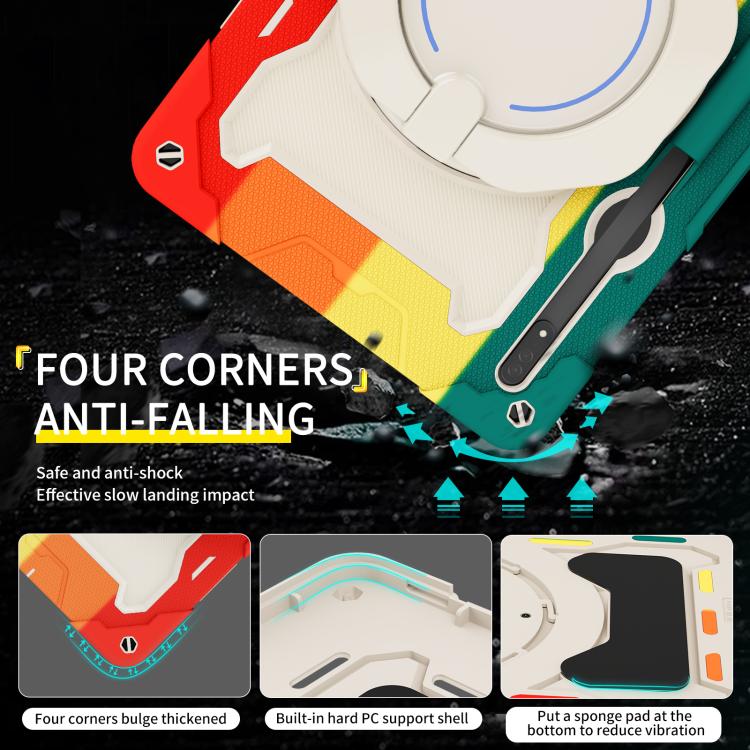 For Samsung Galaxy Tab S8 Ultra Armor Portable Rotating Ring Holder Silicone Tablet Case