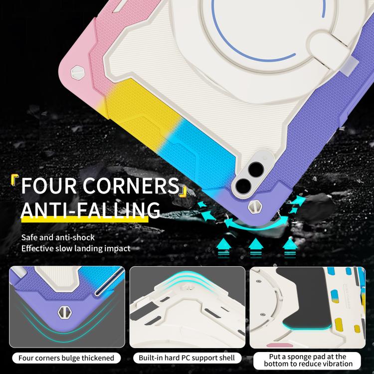 For Samsung Galaxy Tab S11 Ultra Armor Portable Rotating Ring Holder Silicone Tablet Case
