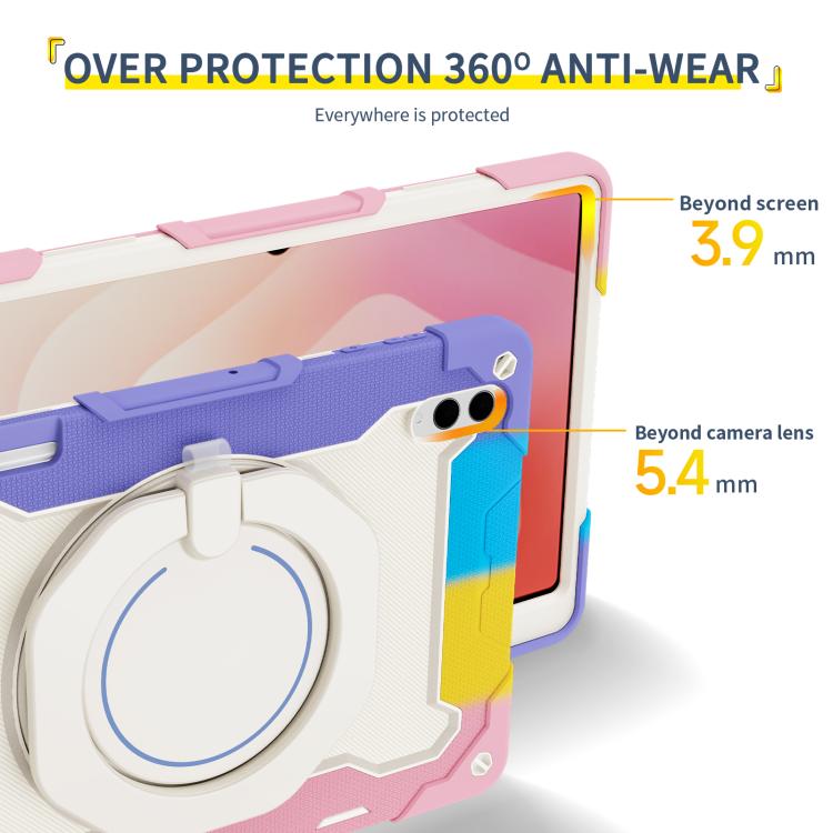 For Samsung Galaxy Tab S11 Ultra Armor Portable Rotating Ring Holder Silicone Tablet Case