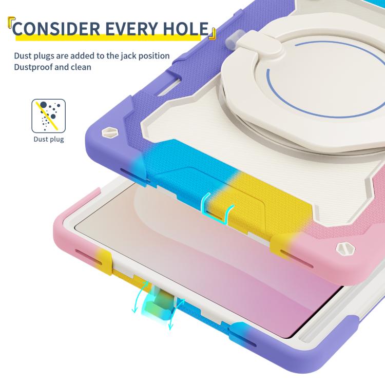 For Samsung Galaxy Tab S11 Ultra Armor Portable Rotating Ring Holder Silicone Tablet Case