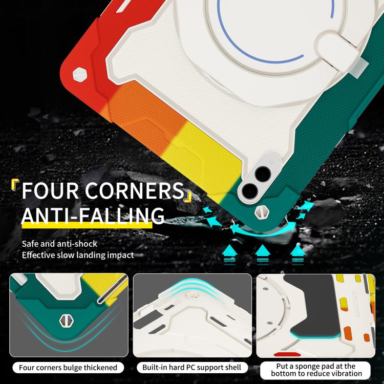 For Samsung Galaxy Tab S11 Ultra Armor Portable Rotating Ring Holder Silicone Tablet Case