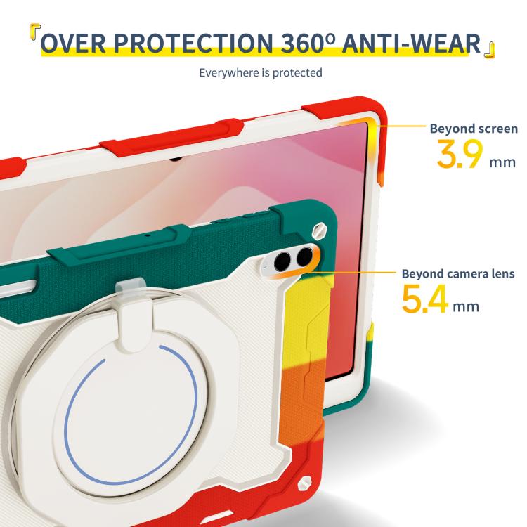 For Samsung Galaxy Tab S11 Ultra Armor Portable Rotating Ring Holder Silicone Tablet Case