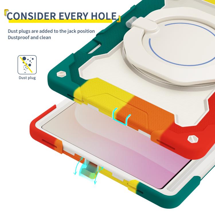 For Samsung Galaxy Tab S11 Ultra Armor Portable Rotating Ring Holder Silicone Tablet Case