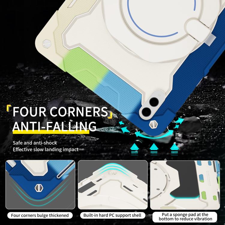 For Samsung Galaxy Tab S11 Ultra Armor Portable Rotating Ring Holder Silicone Tablet Case