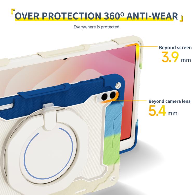 For Samsung Galaxy Tab S11 Ultra Armor Portable Rotating Ring Holder Silicone Tablet Case