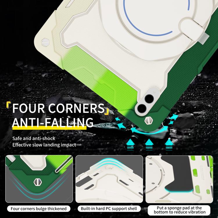 For Samsung Galaxy Tab S11 Ultra Armor Portable Rotating Ring Holder Silicone Tablet Case