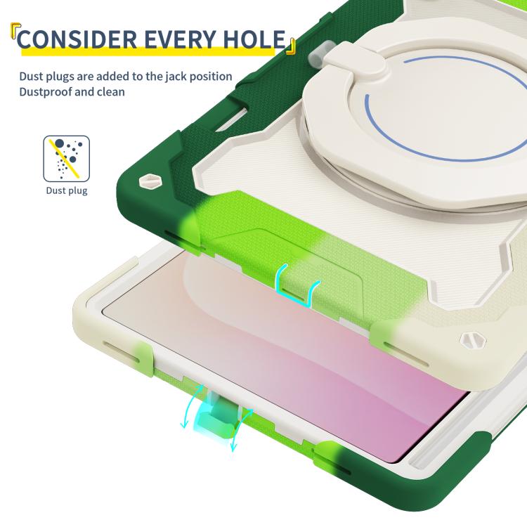 For Samsung Galaxy Tab S11 Ultra Armor Portable Rotating Ring Holder Silicone Tablet Case