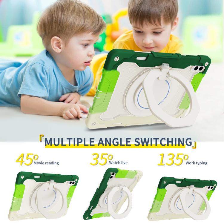 For Samsung Galaxy Tab S11 Ultra Armor Portable Rotating Ring Holder Silicone Tablet Case