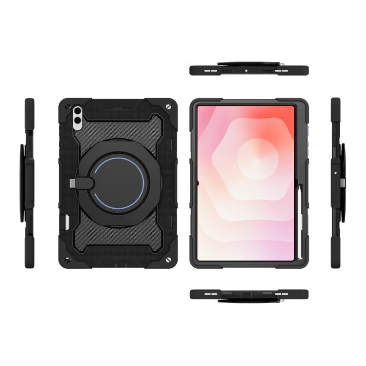 For Samsung Galaxy Tab S11 Ultra Armor Portable Rotating Ring Holder Silicone Tablet Case