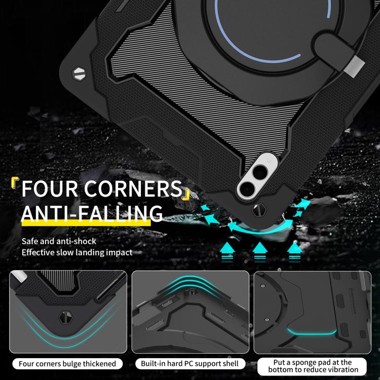 For Samsung Galaxy Tab S11 Ultra Armor Portable Rotating Ring Holder Silicone Tablet Case